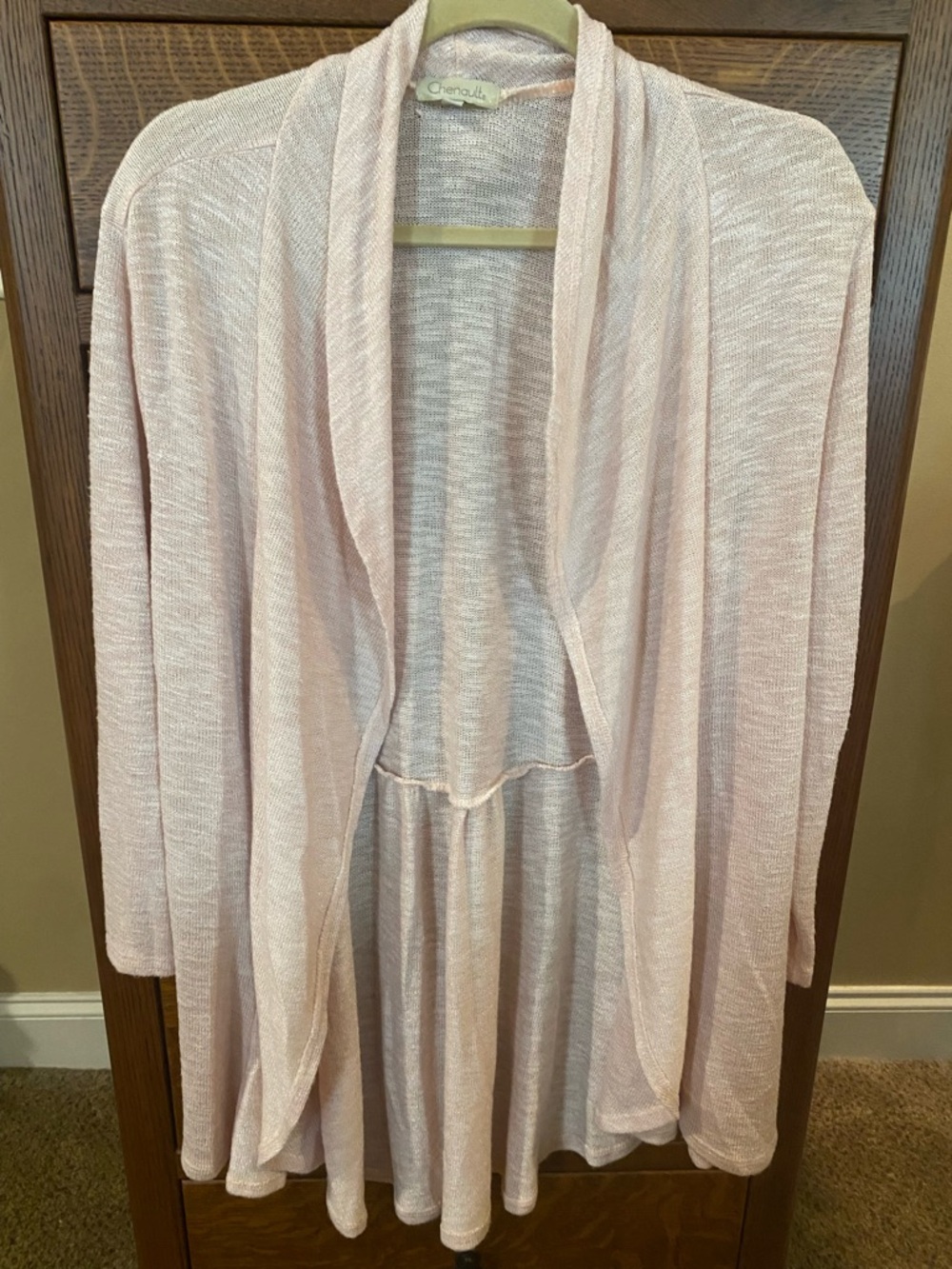 Chenault Pale Pink Lightweight Open Cardigan